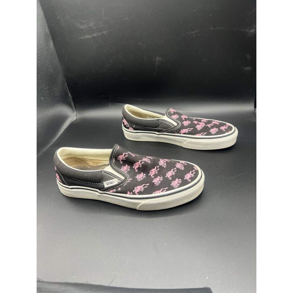 Vans Pink Frog Slip On Skating Shoes Sneakers Black Men's 7 Women’s 5.5